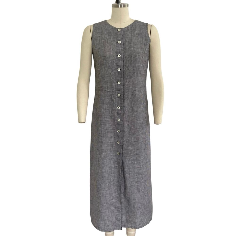 Vintage Liz Claiborne Lizsport Linen Houndstooth Jumper Dress